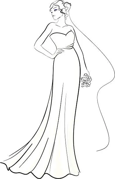 Vector illustration of Bride in a Wedding Dress