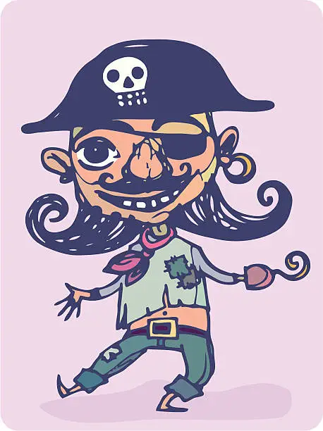 Vector illustration of Happy Pirate