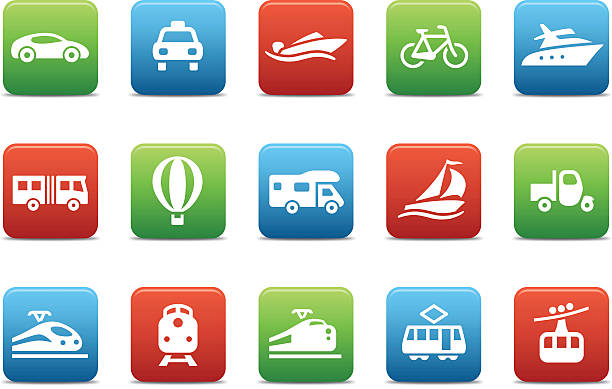 ikony transportu - mobile home symbol computer icon motor home stock illustrations
