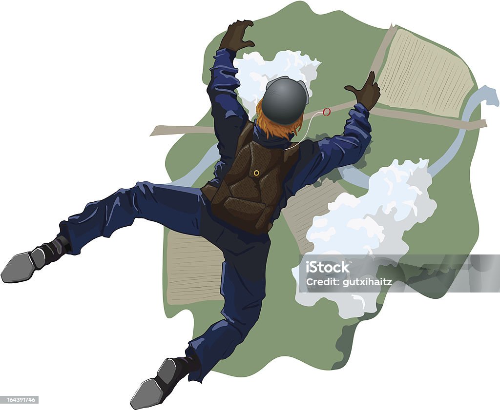 Skydiver volant au rez-de-chaussée. - clipart vectoriel de Activité de loisirs libre de droits