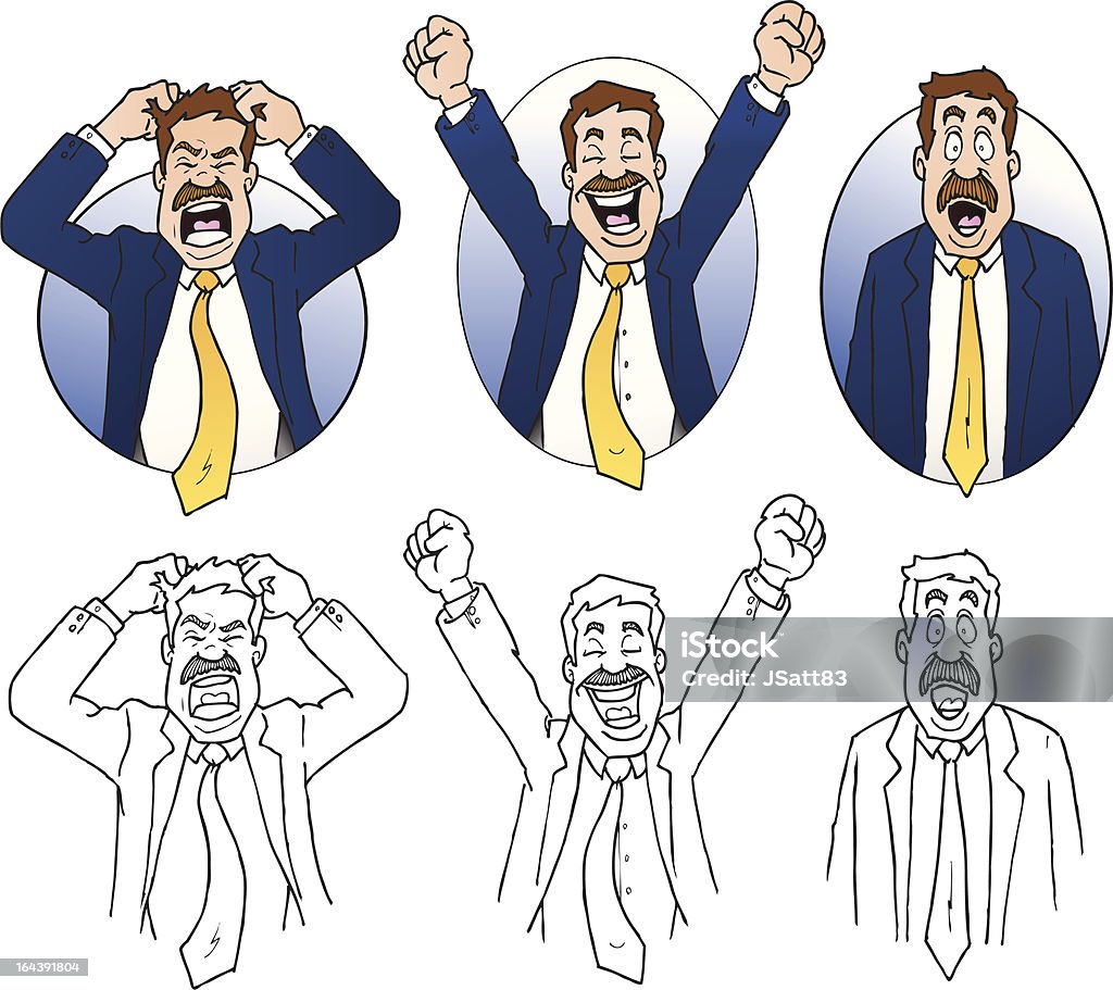 Business Expressions Cartoon (Vector Illustration) "An office job can cause you to pull your hair out, jump for joy or stare blankly in confusion." Tearing Your Hair Out stock vector