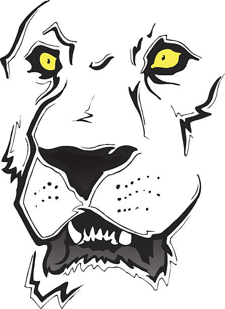 お腹が空いた時にライオンの顔のベクトルスケッチ（イラストレーション） ベクターアートイラスト