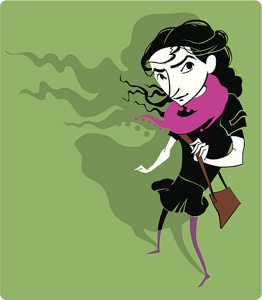 Girl Looking Up Girl dressed in black dress on green background. Background and shadow on separate layers. girl levitating stock illustrations