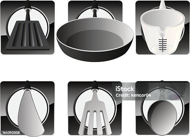 Vettore Cucina Icone - Immagini vettoriali stock e altre immagini di Articoli casalinghi - Articoli casalinghi, Bianco e nero, Cibi e bevande