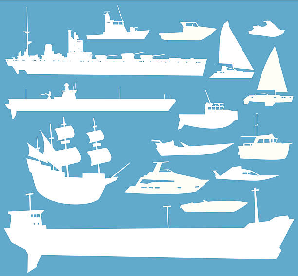 Boats A collection of 15 different types of boats. landing craft stock illustrations