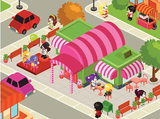 Vector illustration of candy cafe