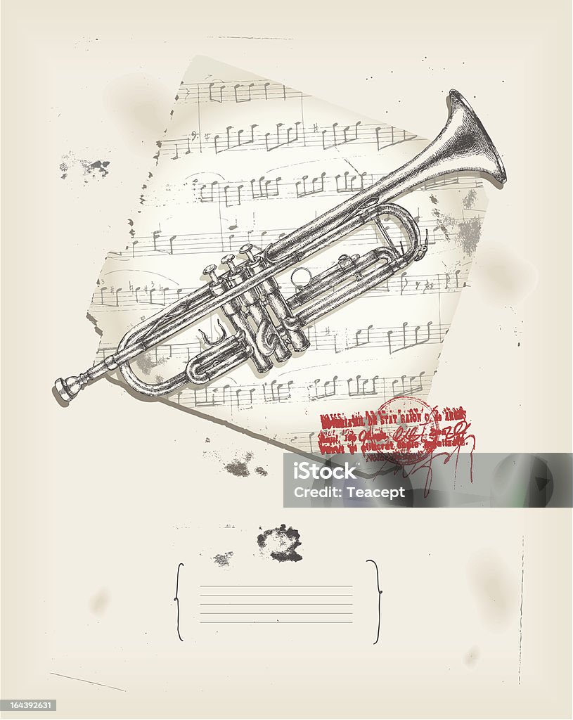 Музыкальная труба - Векторная графика Антиквариат роялти-фри
