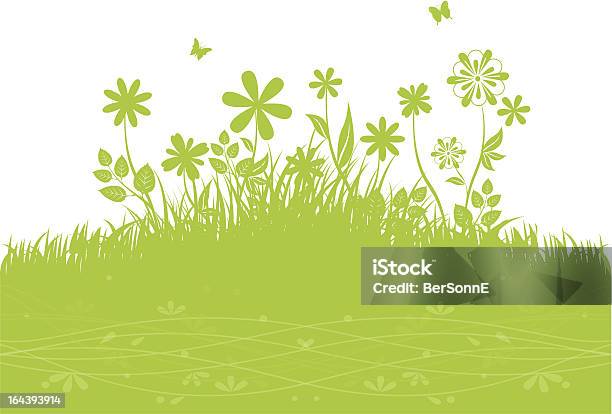 Erba Verde Back - Immagini vettoriali stock e altre immagini di Fiore - Fiore, Crescita, Sagoma - Controluce