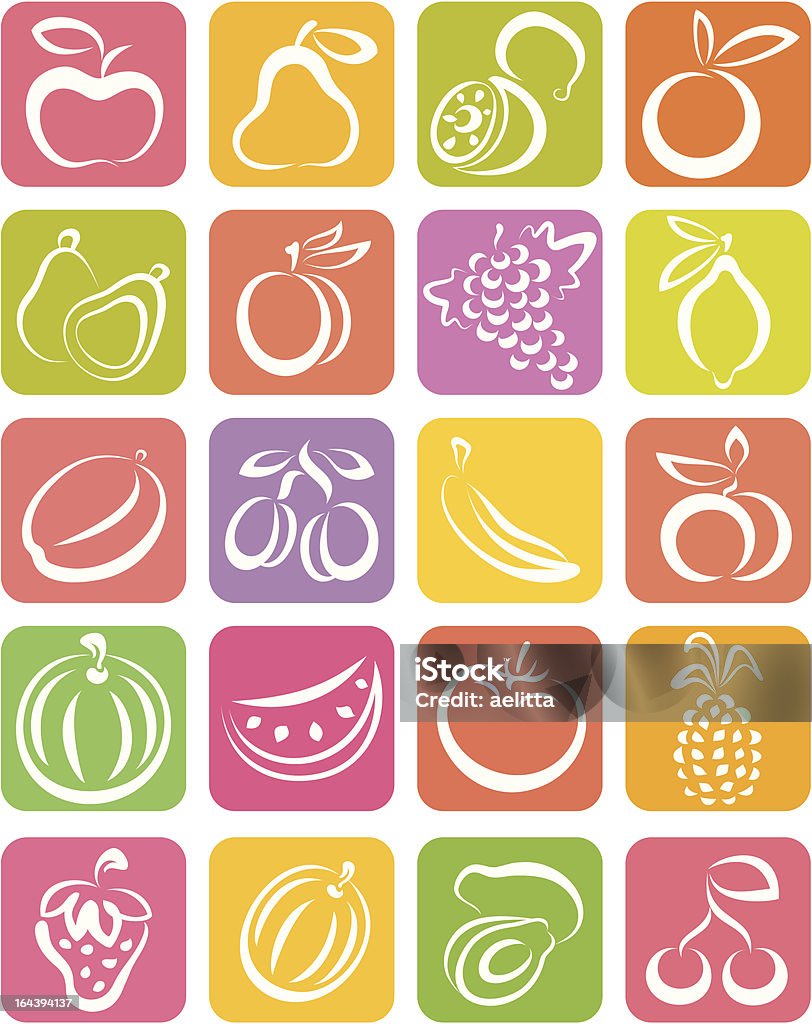 Conjunto de frutas - arte vectorial de Aguacate libre de derechos