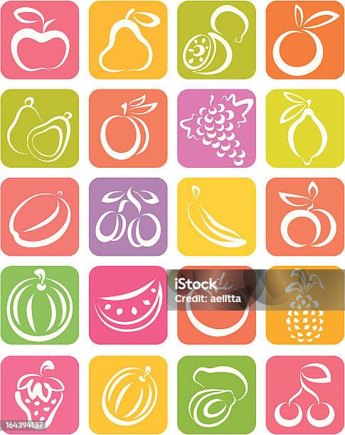 Conjunto De Frutas - Arte vetorial de stock e mais imagens de Abacate - Abacate, Alimentação Saudável, Amarelo