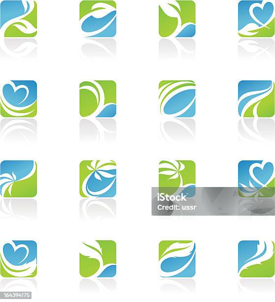 Leaves Abstract Icons Stock Illustration - Download Image Now - Abstract, Blue, Cut Out