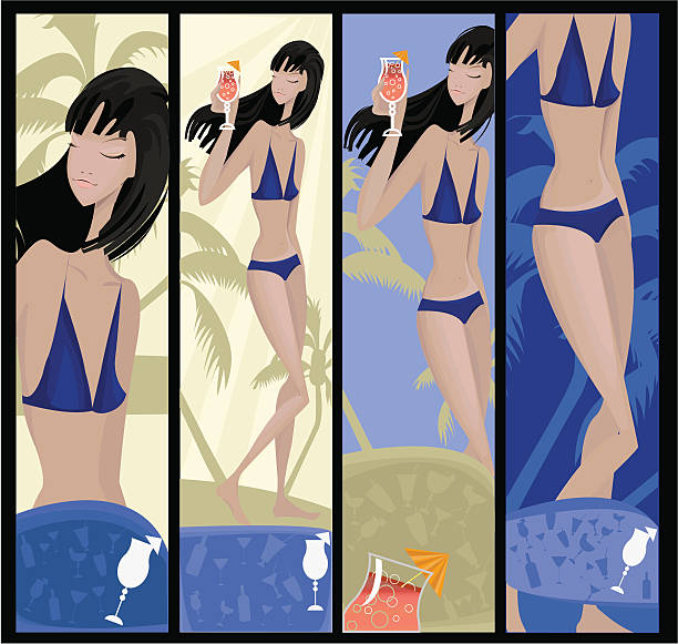 pionowe banery z piękne dziewczyny na plaży - sensuality party sun sunlight stock illustrations