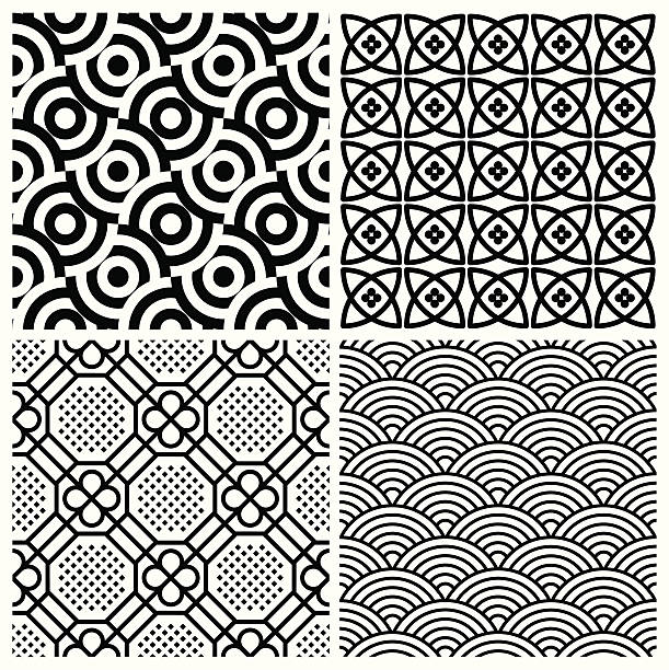 seamless patterns set (vector) vector art illustration