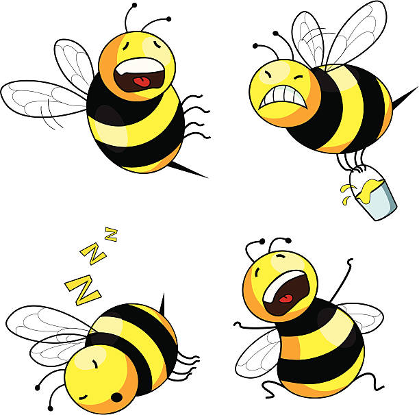 emotion bee comic character vector art illustration