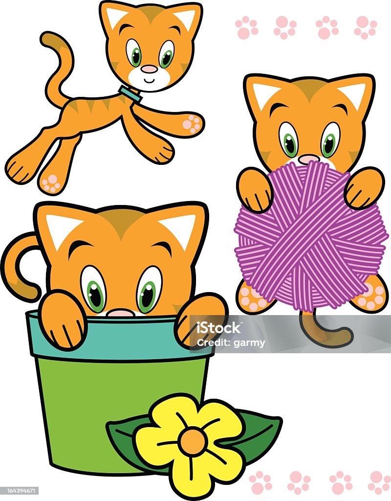 かわいいオレンジの Kitty 文字シリーズ - 襲いかかるのロイヤリティフリーベクトルアート