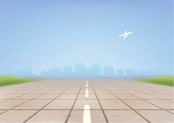 Vector illustration of Empty concrete airport runway