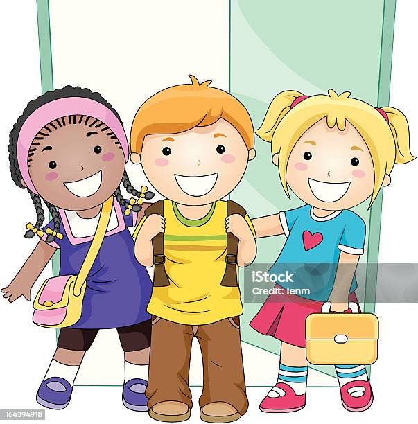 Students Stock Illustration - Download Image Now - Girls, Group Of People, In Front Of