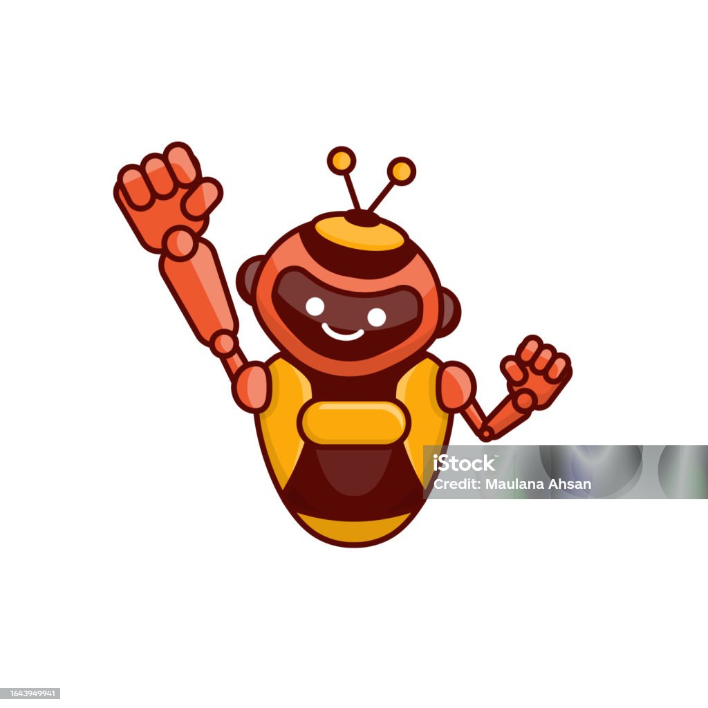 Robot Character Pose Illustration Happy Robot Jumping And Cheering ...