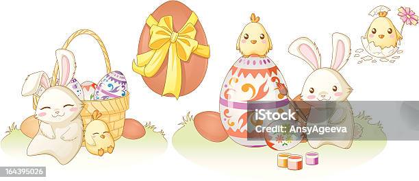Easter Kawaii Set Stock Illustration - Download Image Now - Animal, Animal Egg, Baby Rabbit