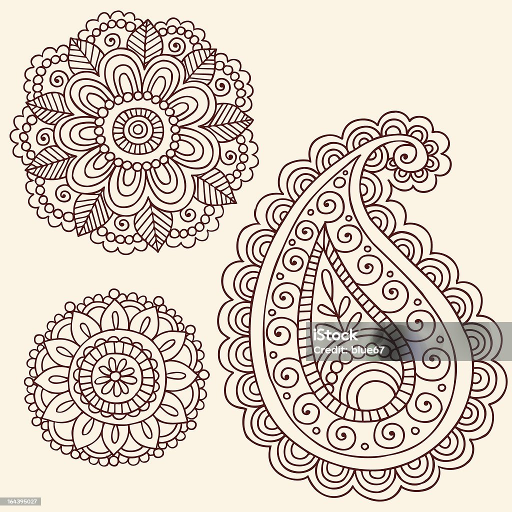 Henna Mehndi Doodle Paisley Design Elements Hand-Drawn Henna (Mehndi Tattoo) Mandala Flowers and Paisley Doodles Vector Illustration. Illustrator AI file also included. I aAY Henna Doodles! Abstract stock vector