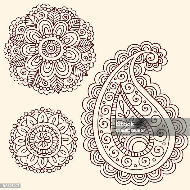 Henna Mehndi Doodle Paisley Design Elements Stock Illustration - Download Image Now - Abstract, Decoration, Doodle