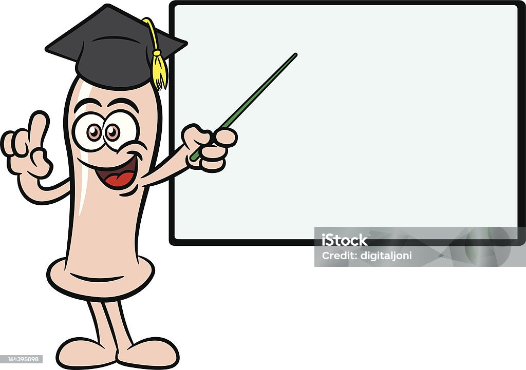 Презерватив Cartoon Character преподавания класса - Векторная графика Академическая шапочка роялти-фри