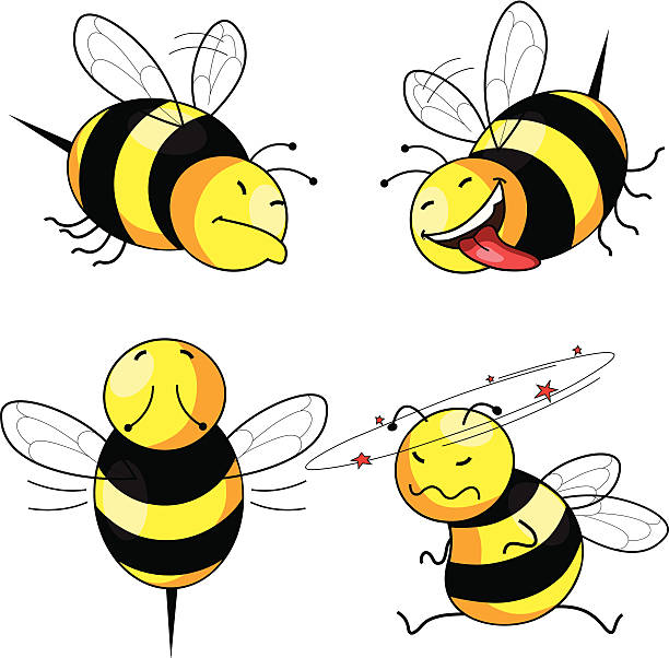 bee comic character vector art illustration