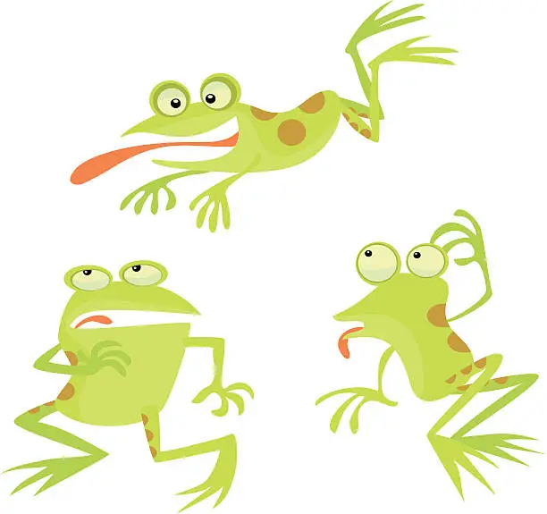 Vector illustration of Frogs in Funny Poses