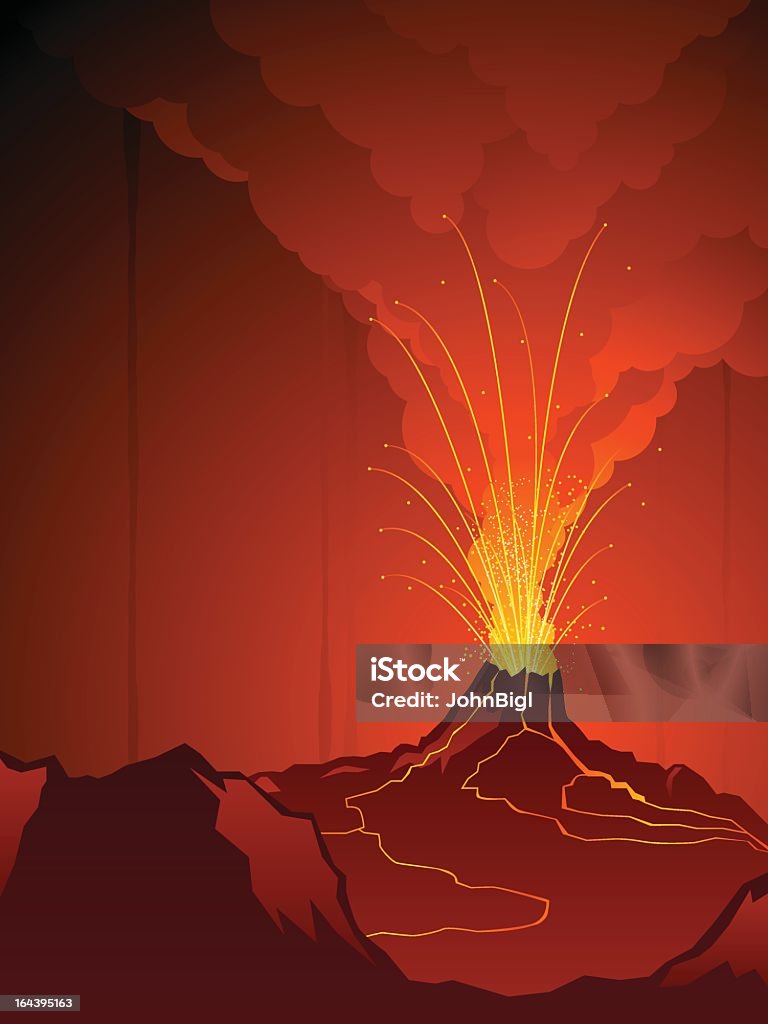 Red And Orange Cartoon Of A Volcano Erupting Stock Illustration - Download  Image Now - Volcano, Lava, Erupting - iStock