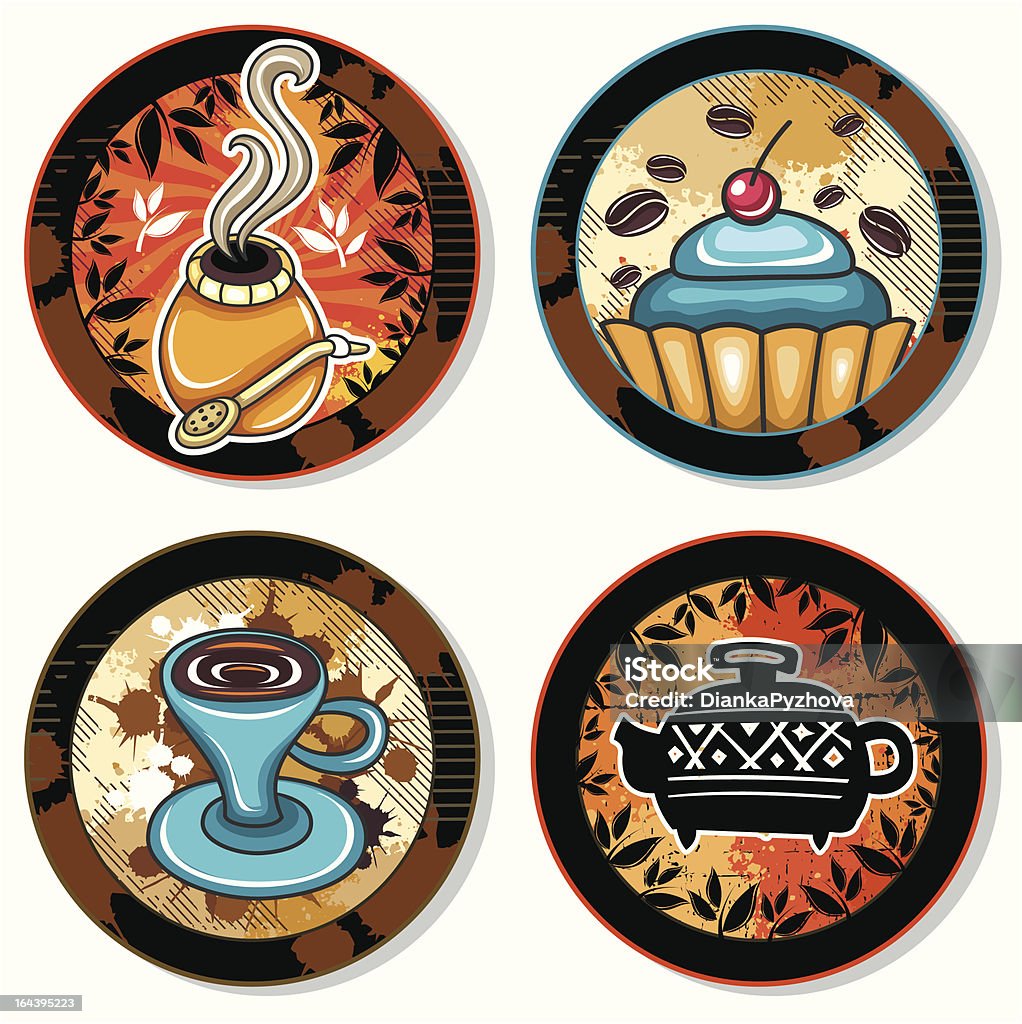 Café, té, yerba mate, bebidas coasters 3 - arte vectorial de Tarta - Postre libre de derechos