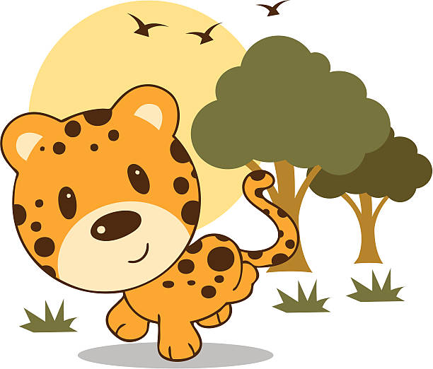 cartoon leopard vector art illustration