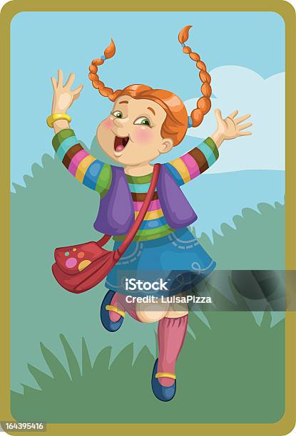 Szczęśliwy Schoolkid - Stockowe grafiki wektorowe i więcej obrazów Dowcip rysunkowy - Dowcip rysunkowy, Dzieciństwo, Dziecko