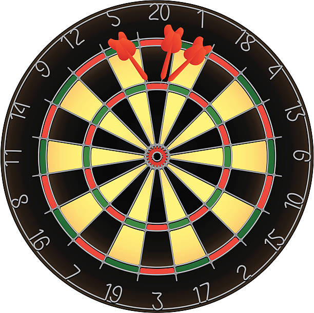 tarcza do gry w rzutki i dart - dartboard bulls eye vector pub stock illustrations