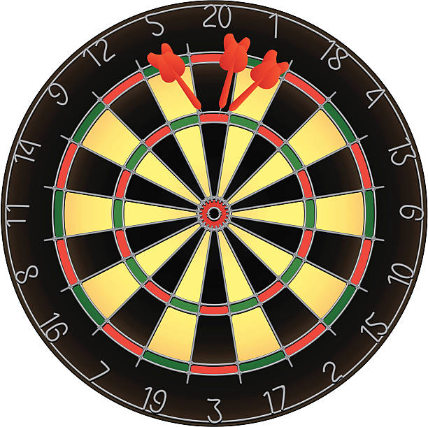 Dartboard and darts vector art illustration