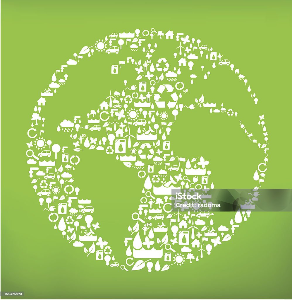 global ecology concept earth made from little ecology icons - global ecology concept Business stock vector