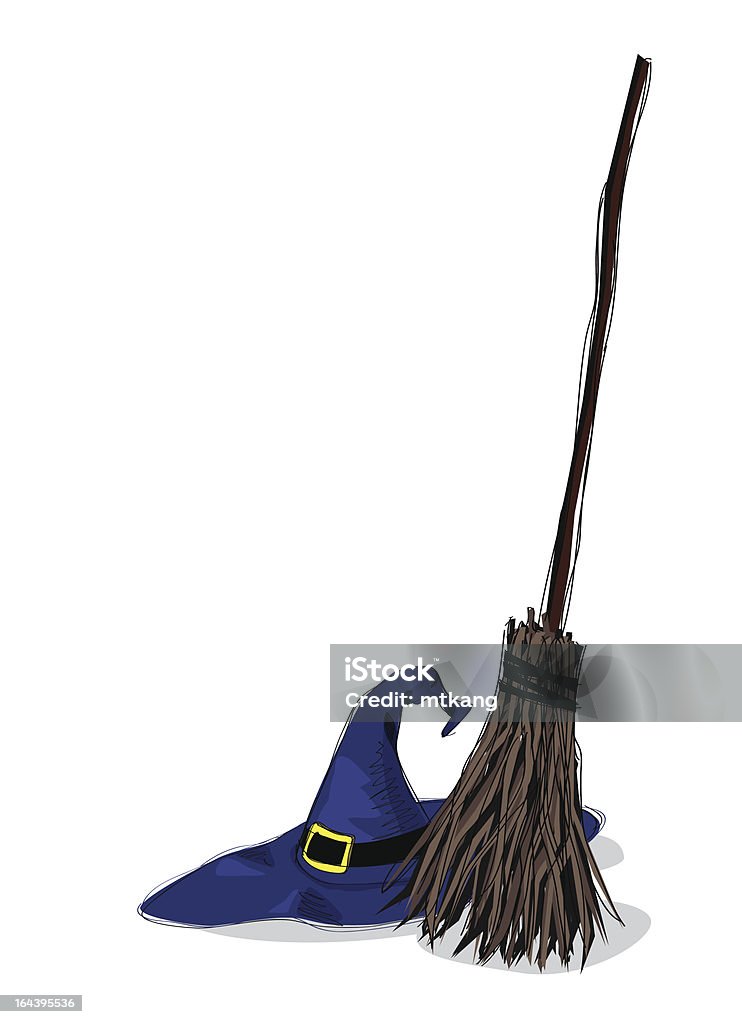 Strega cappello e broomstick - arte vettoriale royalty-free di Cappello