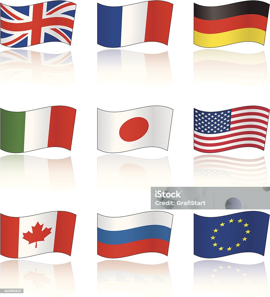 Flaggen der G8-Mitglieder - Lizenzfrei Amerikanische Kontinente und Regionen Vektorgrafik