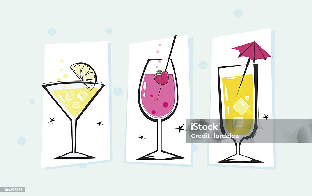 Hermoso colección de bebidas retro aislado con fondo blanco - arte vectorial de 1970-1979 libre de derechos