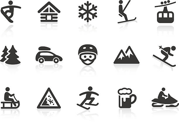 ilustrações de stock, clip art, desenhos animados e ícones de ícones do esporte de inverno - skiing ski sport snow