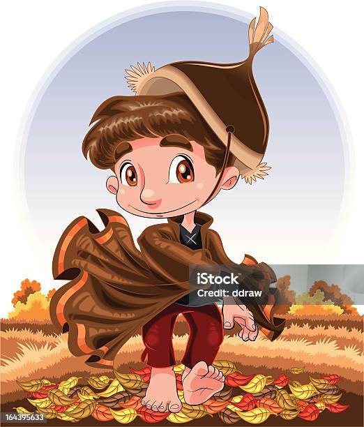 추절 남자아이 가을에 대한 스톡 벡터 아트 및 기타 이미지 - 가을, 건조한, 걷기