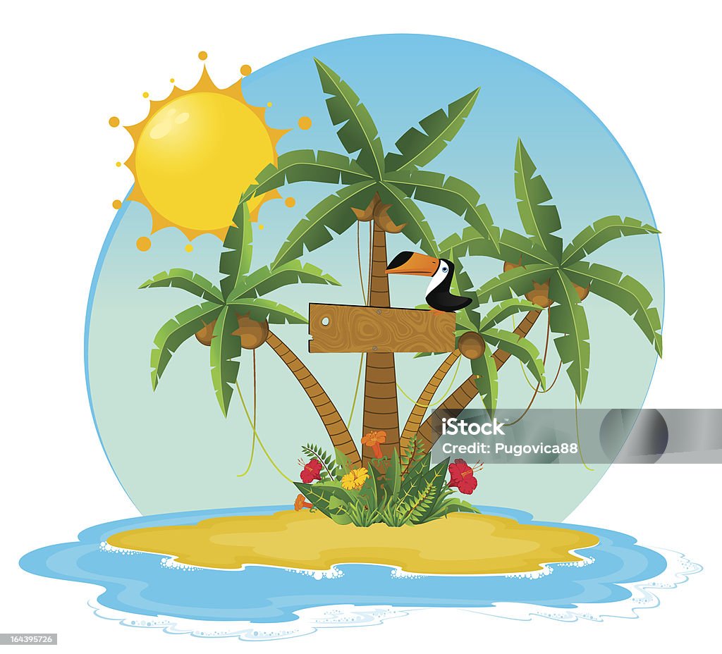 Isla pequeña con palmeras tropicales - arte vectorial de Agua libre de derechos