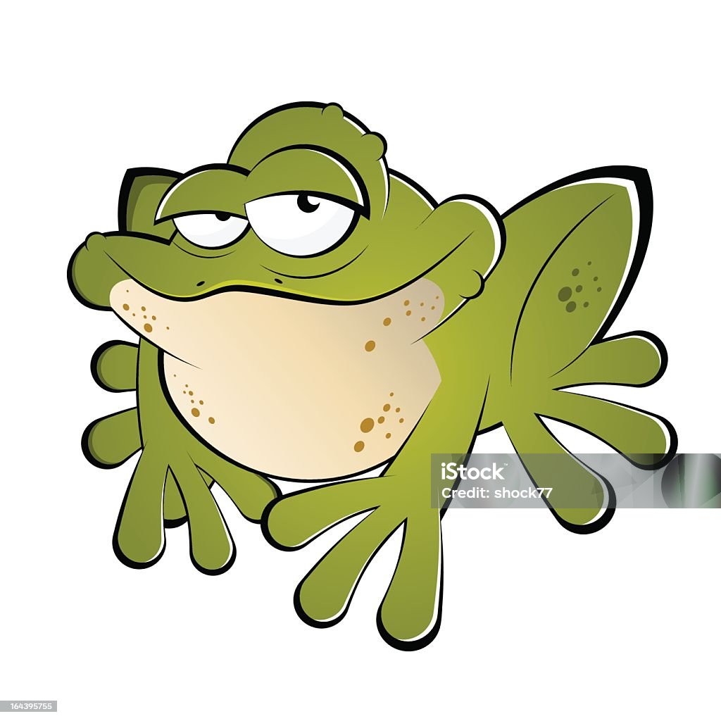 funny cartoon frog funny cartoon frog is looking a little bit lazy Ugliness stock vector