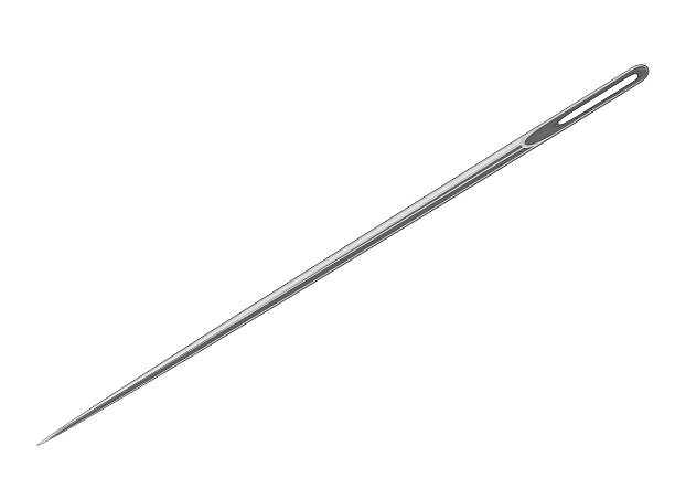 Needle for sewing needle for sewing on white background penetration stock illustrations