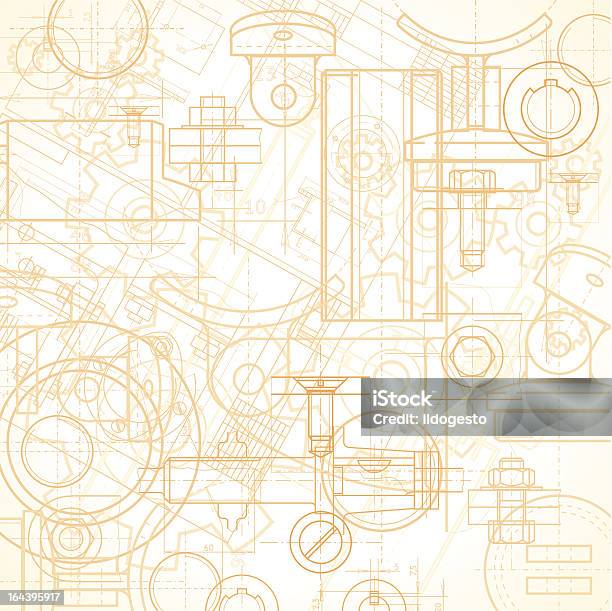 Промышленный Фон — стоковая векторная графика и другие изображения на тему Оранжевый - Оранжевый, План здания, Machinery