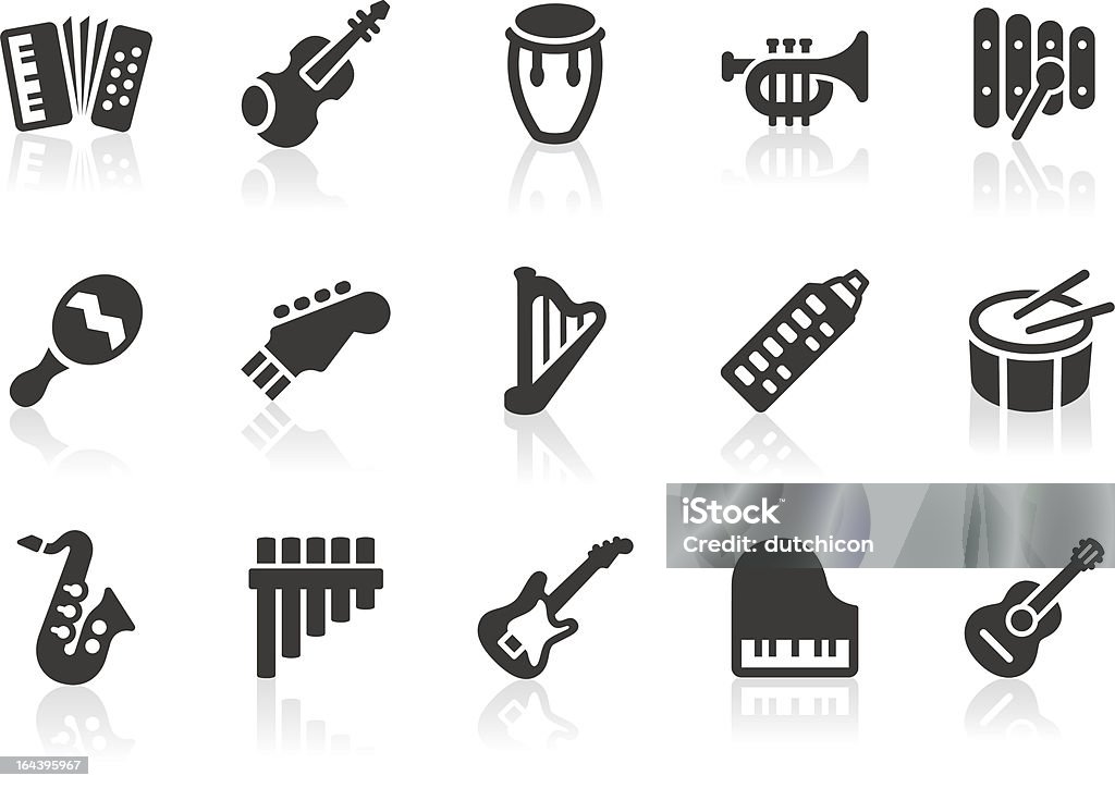 Musical Instrument icons "Monochromatic musical instrument related vector icons for your design or application. Raw style. Files included: vector EPS, JPG, PNG." Icon Symbol stock vector