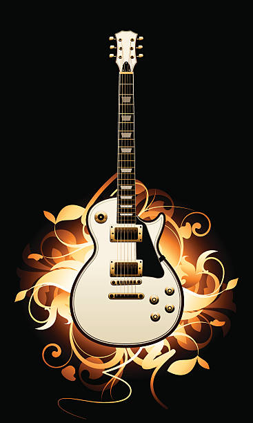 Abstract with guitar vector art illustration