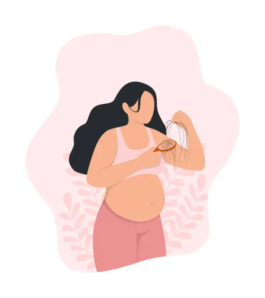 Vector illustration of hair loss is a normal part of pregnancy