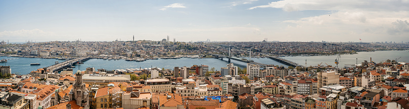 Panoramic view from a high viewpoint of Istanbul Turkey.