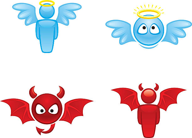 illustrazioni stock, clip art, cartoni animati e icone di tendenza di angel e devil - i sette peccati capitali