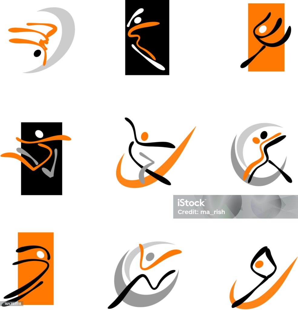 Asbtract dancing icons Set of various abstract dancing figures Active Lifestyle stock vector